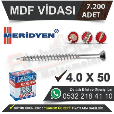 Meridyen Mdf Vidası 4.0X50 (7.200 Adet)