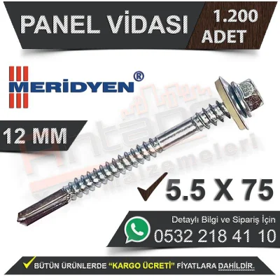 Meridian Panel Screw 12 Mm 5,5X75 (1,200 Pieces)