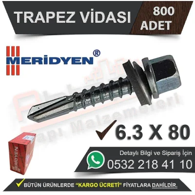 Meridyen Trapez Vidası 6,3X80 (800 Adet)