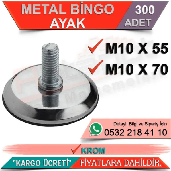 Metal Bingo M10x70 Krom (300 Adet) - Bingo Ayak Metal Bingo M10x70 Krom (300 Adet) | Bingo Ayak