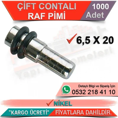 Metal Çift Contalı Raf Pimi 6,5x20 Nikel (1000 Adet)