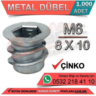 Metal Dowel Euro M6 / 8x10 Zinc (1000 Pieces)