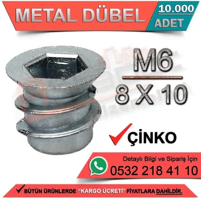 Metal Dowel Euro M6 / 8x10 Zinc (10000 Pieces)