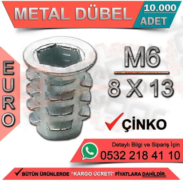 وتد معدني يورو M6 / 8x13 زنك (10000 قطعة) - أنواع الأدوات الميكانيكية وتد معدني يورو M6 / 8x13 زنك (10000 قطعة) | أنواع الأدوات الميكانيكية