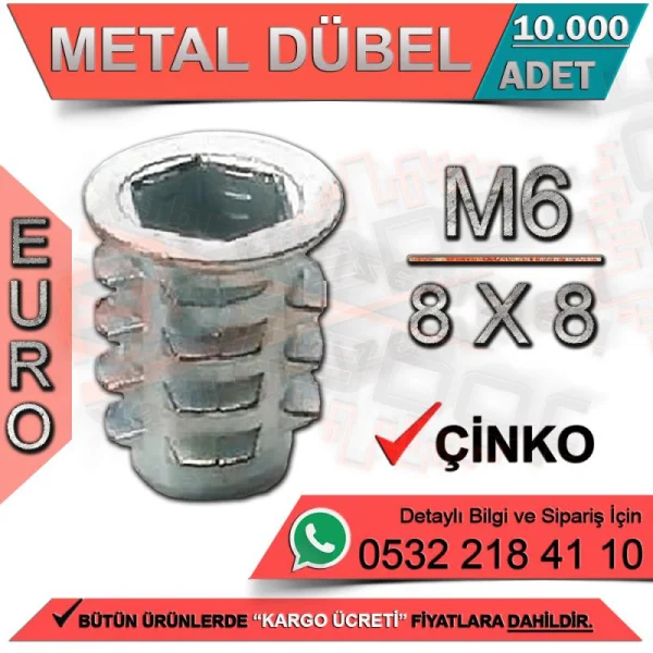 وتد معدني يورو M6 / 8x8 زنك (10000 قطعة) - أنواع الأدوات الميكانيكية وتد معدني يورو M6 / 8x8 زنك (10000 قطعة) | أنواع الأدوات الميكانيكية