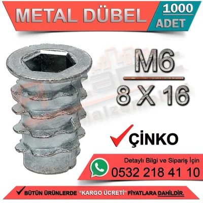 Metal Dowel M6 / 8x16 Zinc (1000 Pieces)
