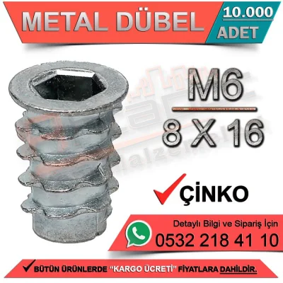 Metal Dowel M6 / 8x16 Zinc (10000 Pieces)