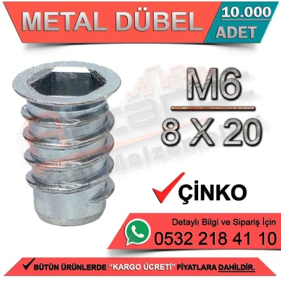 Metal Dowel M6 / 8x20 Zinc (10000 Pieces)