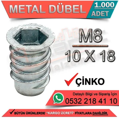 Metal Dowel M8 / 10x18 Zinc (1000 Pieces)