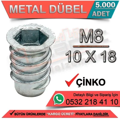 Metal Dowel M8 / 10x18 Zinc (5000 Pieces)