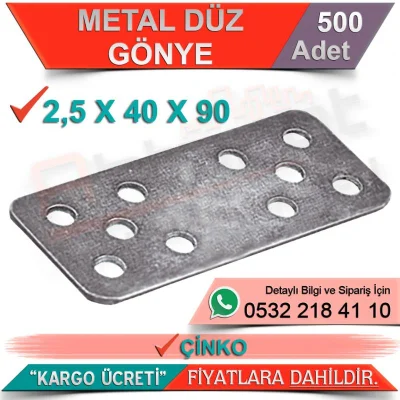 _Metal Düz Gönye 2.5x40x90 Çinko (500 Adet)