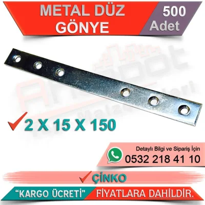 _Metal Düz Gönye 2x15x150 Çinko (500 Adet)