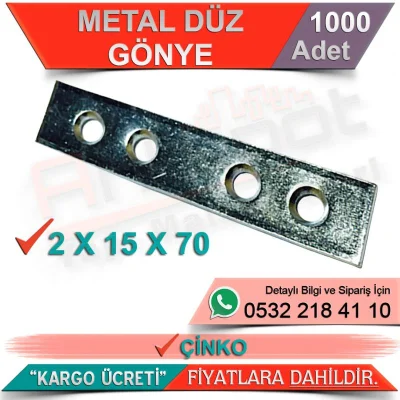 Metal Düz Gönye 2x15x70 Çinko (1000 Adet)