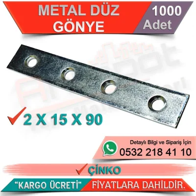Metal Düz Gönye 2x15x90 Çinko (1000 Adet)