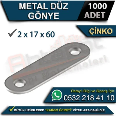 Metal Düz Gönye 2x17x60 Çinko (1000 Adet)
