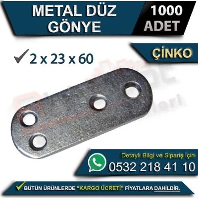 Metal Düz Gönye 2x23x60 Çinko (1000 Adet)