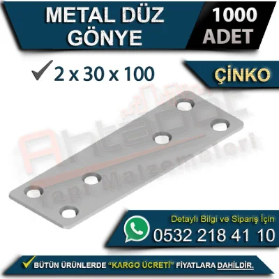 Metal Düz Gönye 2x30x100 Çinko (1000 Adet)