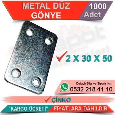 Metal Düz Gönye 2x30x50 Çinko (1000 Adet)