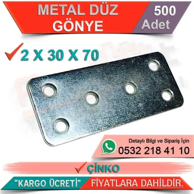 Metal Flat Miter 2x30x70 Zinc (500 Pieces)