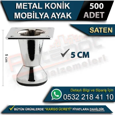 Metal Konik Mobilya Ayağı 5 Cm Saten (500 Adet)