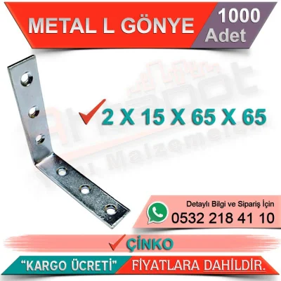 _Metal L Gönye 2x15x65x65 Çinko (1000 Adet)