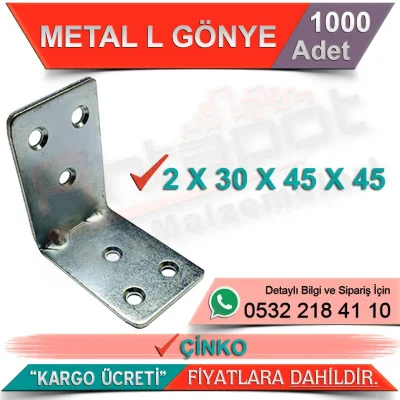 Metal L Gönye 2x30x45x45 Çinko (1000 Adet)