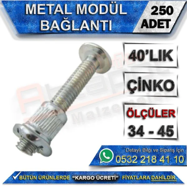 Metal Modül Bağlantı 40’lık (250 Adet) - Hırdavat Çeşitleri Metal Modül Bağlantı 40’lık (250 Adet) | Hırdavat Çeşitleri