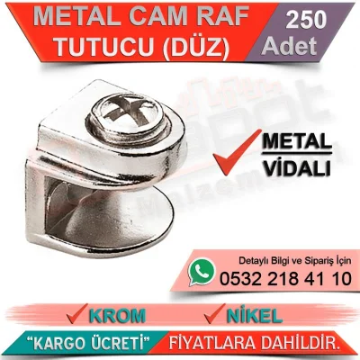 Metal Shelf Holder Flat (Max 8 Mm with Metal Screw) Chrome (250 Pieces)