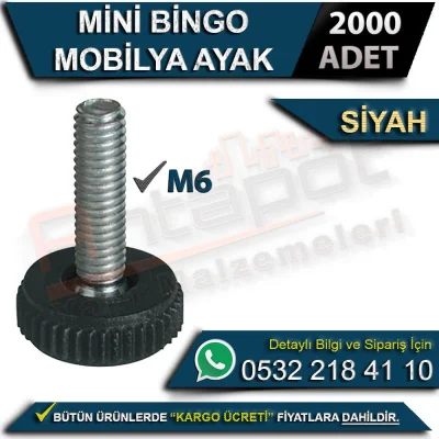 Mini Bingo Furniture Leg M6 Black (2000 Pieces)