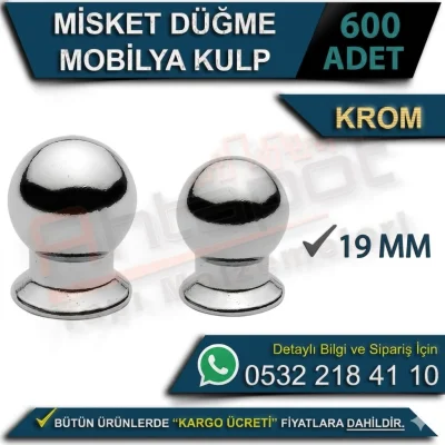 Misket Düğme Kulp 19MM Krom Renk (600 Adet)