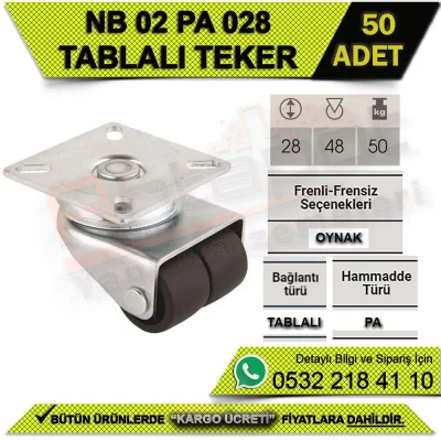 NB 02 PA 028 TABLALI MOBİLYA TEKERİ (50 ADET)