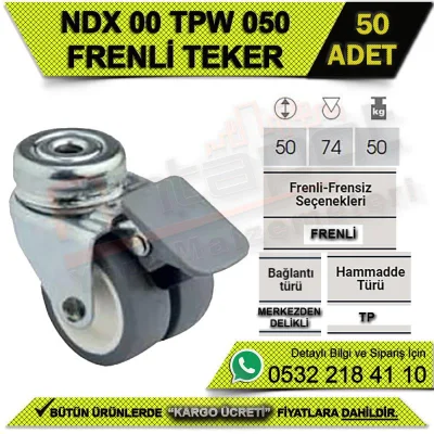 NDX 00 TPW 050 MERKEZDEN DELİKLİ FRENLİ TEKER (50 ADET)