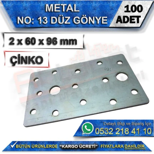 No: 13 Metal Flat Angle Bracket 2x60x96 mm (100 Pieces) - Metal Flat B No: 13 Metal Flat Angle Bracket 2x60x96 mm (100 Pieces) | Metal Flat Brackets