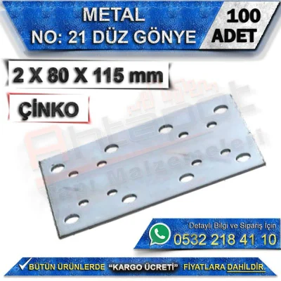 No: 21 Flat Angle Bracket 2X80X115 mm (100 Pieces)