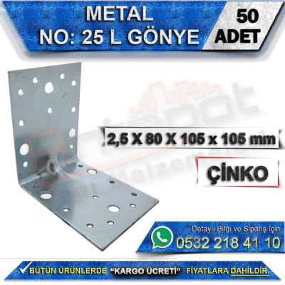 No: 25 L Gönye 2,5X80X105x105 mm (50 Adet)