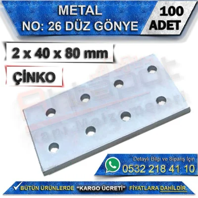 No: 26 Flat Angle Bracket 2x40x80 mm (100 Pieces)
