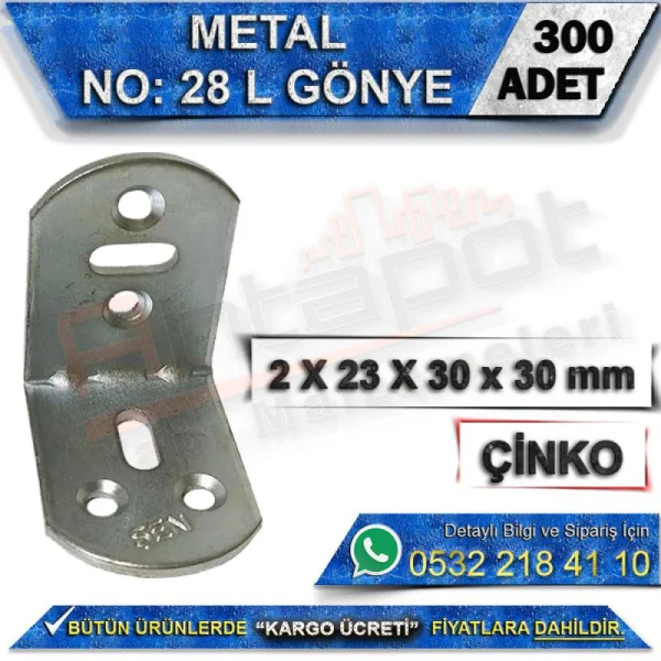 No: 28 L Gönye 2X23X30x30 mm (300 Adet) - Metal L Gönye No: 28 L Gönye 2X23X30x30 mm (300 Adet) | Metal L Gönye