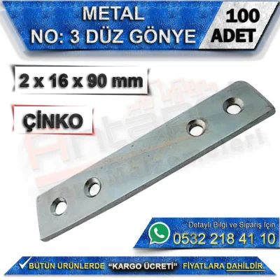 No: 3 Flat Bracket 2x16x90 mm (100 Pieces)