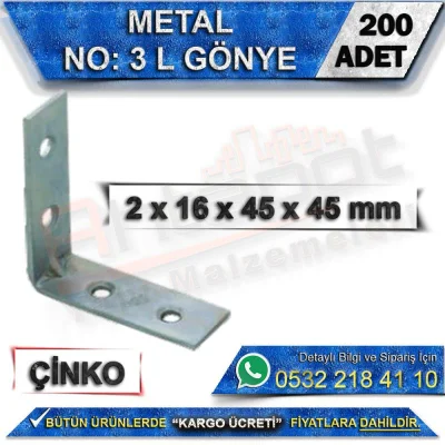 No: 3 L Gönye 2x16x45x45 mm (200 Adet)