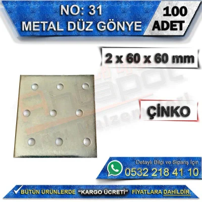 No: 31 Düz Gönye 2x60x60 mm (100 Adet)