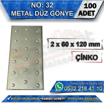 No: 32 Düz Gönye 2x60x120 mm (100 Adet)