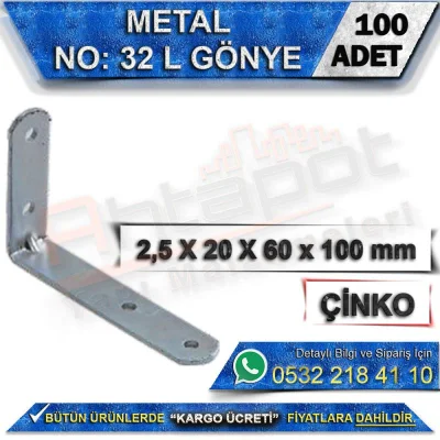 No: 32 L Gönye 2,5X20X60x100 mm (100 Adet)