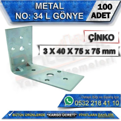 No: 34 L Gönye 3X40X75x75 mm (100 Adet)