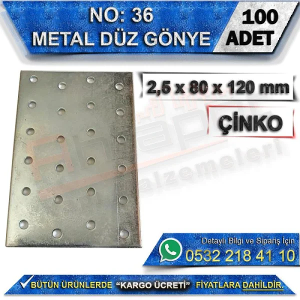 No: 36 Düz Gönye 2.5x80x120 mm (100 Adet) - Metal Düz Gönye No: 36 Düz Gönye 2.5x80x120 mm (100 Adet) | Metal Düz Gönye