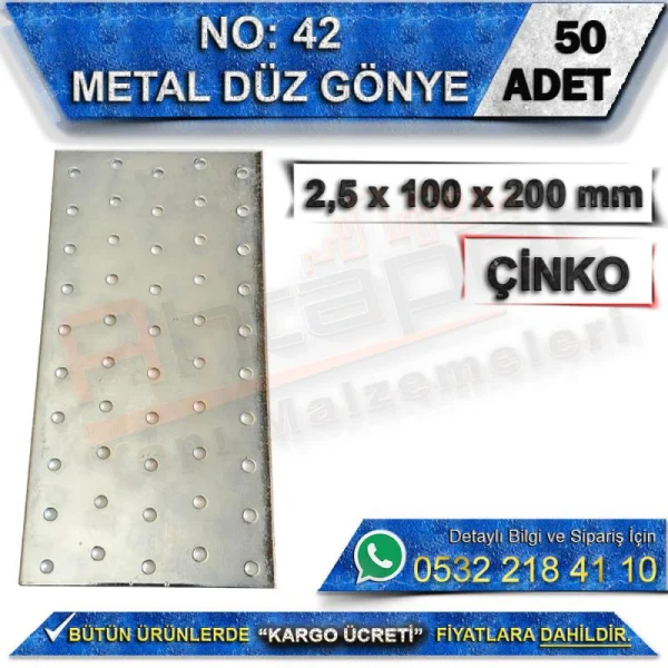 No: 42 Düz Gönye 2.5x100x200 mm (50 Adet) - Metal Düz Gönye No: 42 Düz Gönye 2.5x100x200 mm (50 Adet) | Metal Düz Gönye