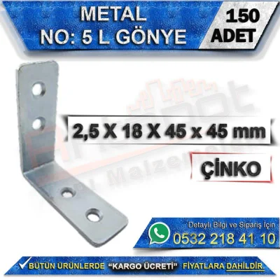 No: 5 L Gönye 2,5X18X45x45 Mm (150 Adet)