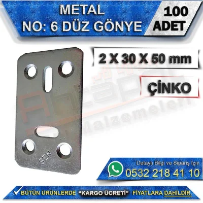 No: 6 Flat Corner 2X30X50 mm (100 Pieces)