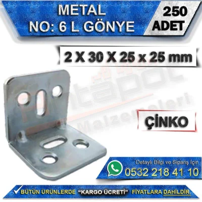 No: 6 L Gönye 2X30X25x25 Mm (250 Adet)