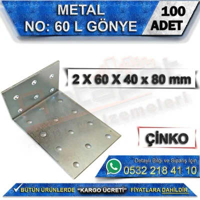 No: 60 L Miter 2X60X40X80 mm (100 Pieces)