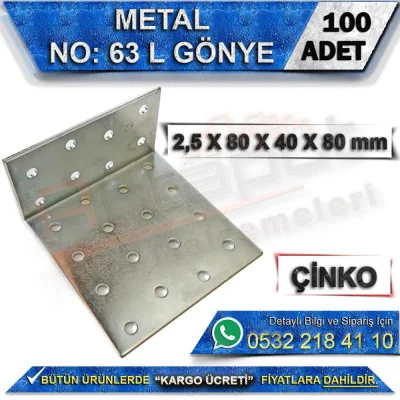 No: 63 L Gönye 2,5X80X40X80 mm (100 Adet)
